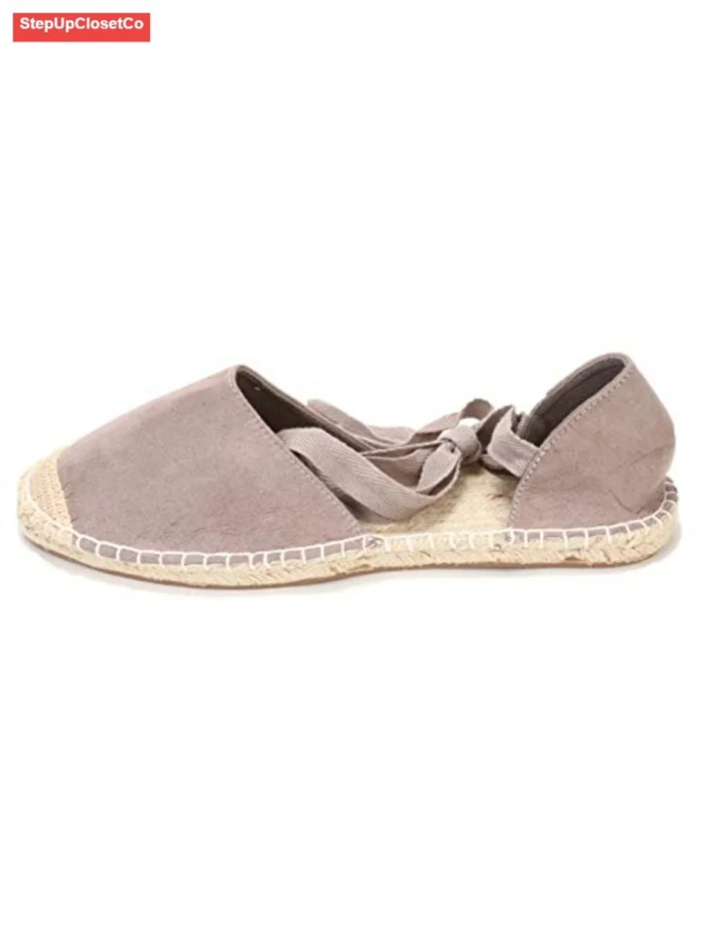 Faux Suede Cap-Toe Lace-Up Ankle Strap Espadrille Flat Sandals